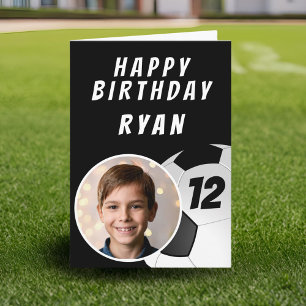 Carte d'anniversaire Photo Foot Ball Soccer Noir