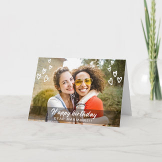 Carte d'anniversaire photo moderne avec coeur mign