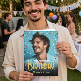 Carte d'anniversaire photo nom personnalisé