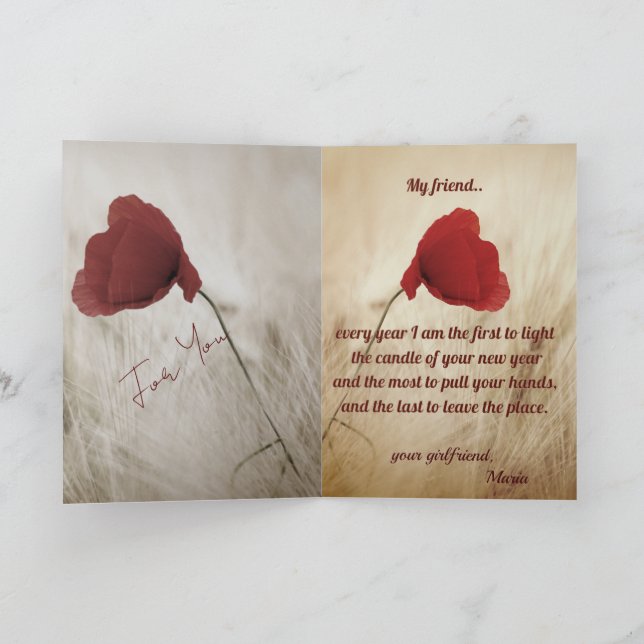 Carte d'anniversaire Photo personnalisée noir et b (Intérieur)