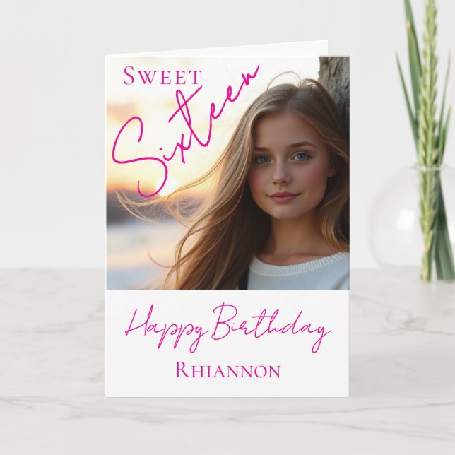 Carte d'anniversaire photo pour seize ans doux (Devant)