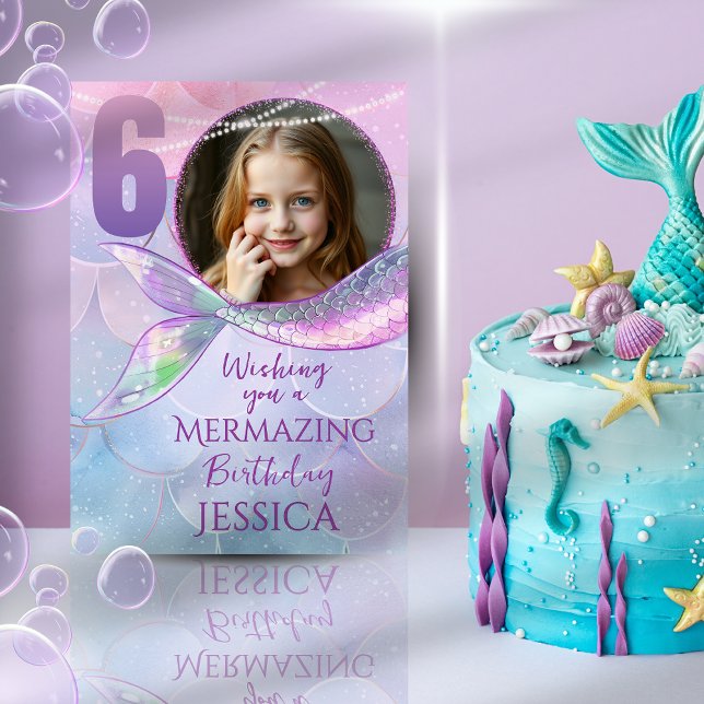 Carte d'anniversaire Photo Sirène 6 ans (Créateur téléchargé)