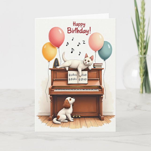 Carte d'anniversaire piano (Devant)