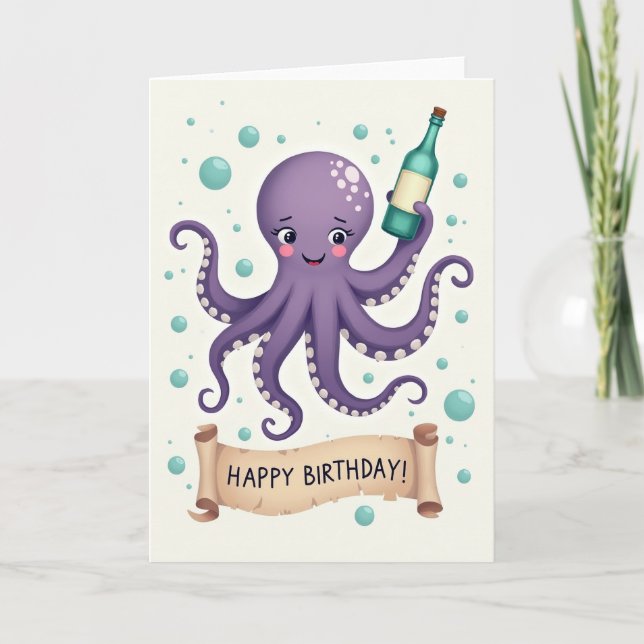 Carte d'anniversaire Pieuvre Violette (Devant)