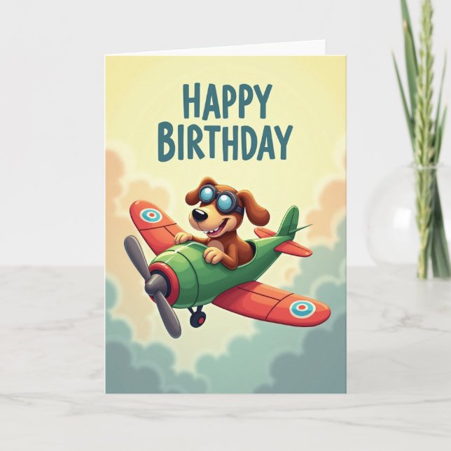 Carte d'anniversaire Pilote de Chien (Devant)