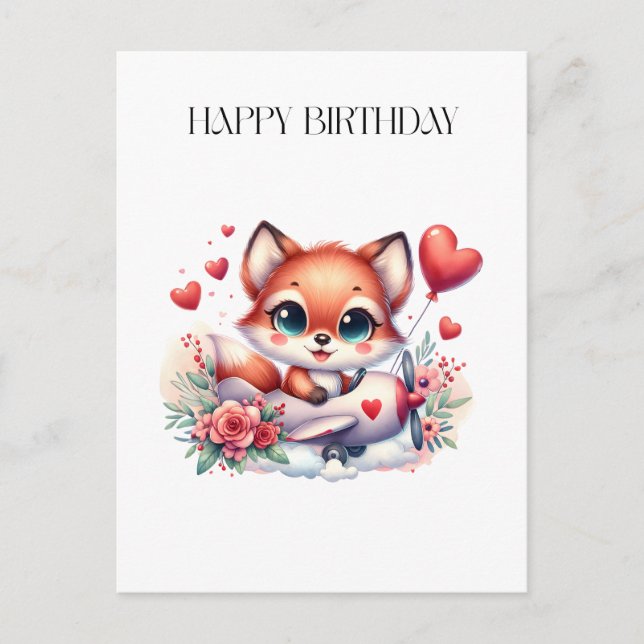 Carte d'anniversaire Pilote Renard (Devant)