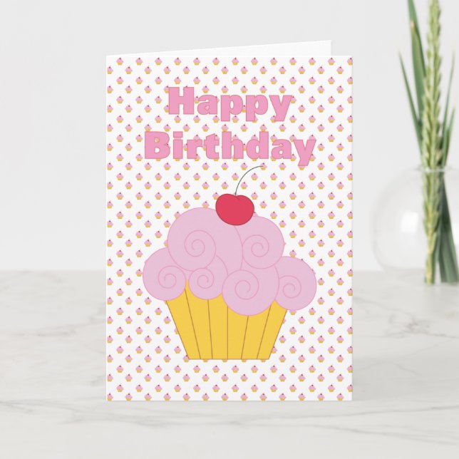 Carte d'anniversaire Pink Cupcake (Devant)