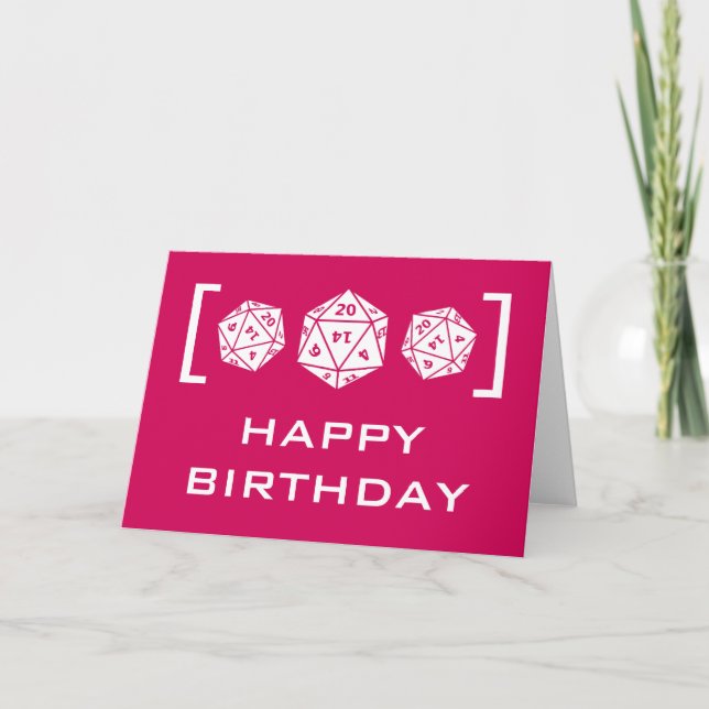 Carte d'anniversaire Pink D20 Dice (Devant)