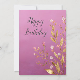Carte d'anniversaire Pink Floral & Gold Foil