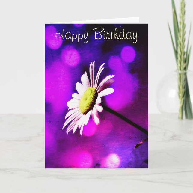 Carte d'anniversaire Pink N Amethyst Daisy (Devant)
