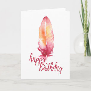 Carte d'anniversaire Pink & Orange Watercolor
