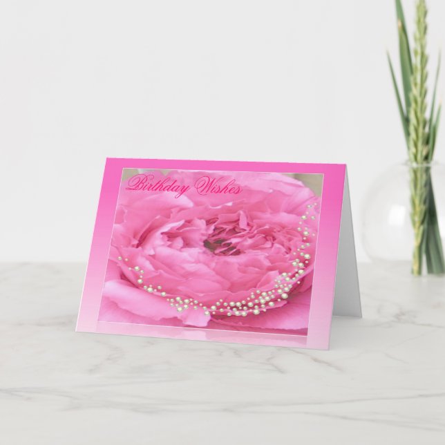 Carte d'anniversaire Pink Peony & Pearl (Devant)