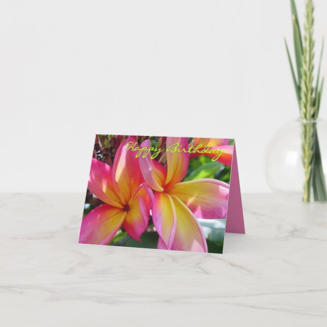 Carte d'anniversaire Pink Plumeria Blooms (Devant)