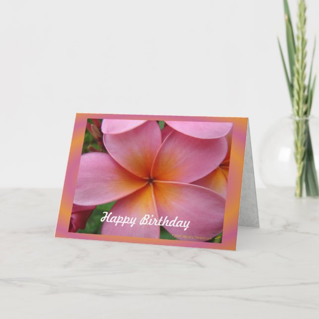 Carte d'anniversaire Pink Plumeria Tropical Flower (Devant)