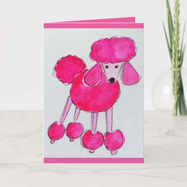 Carte d'anniversaire Pink Poodle (Devant)