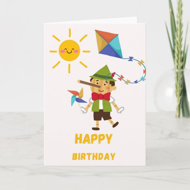 Carte d'anniversaire Pinocchio - Rétro (Devant)