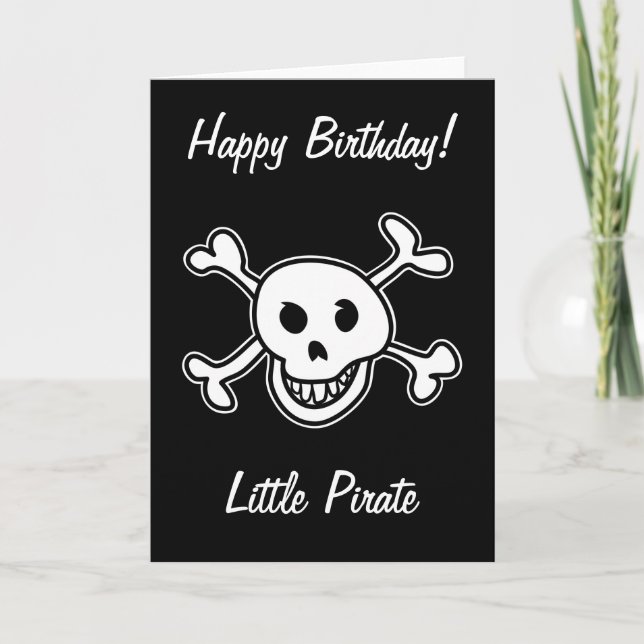 Carte d'anniversaire pirate avec crâne et os amusa (Devant)