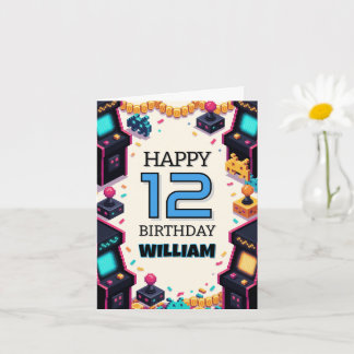 Carte d'anniversaire Pixel Art de jeu vidéo pour j