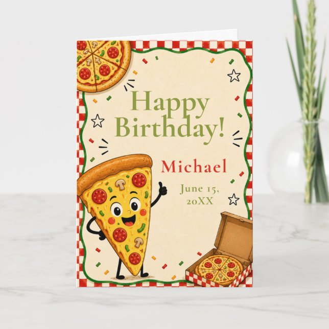 Carte d'anniversaire Pizza pour enfants (Devant)
