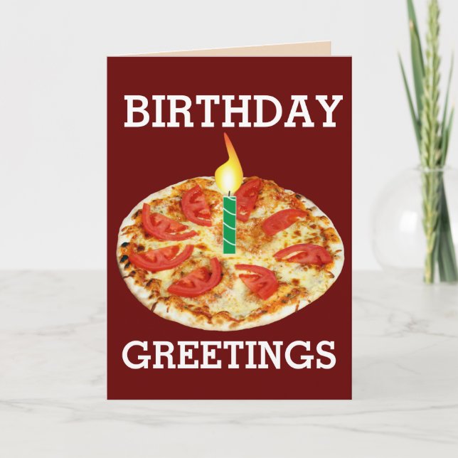 CARTE D'ANNIVERSAIRE PIZZA VÉGÉTARIENNE (Devant)