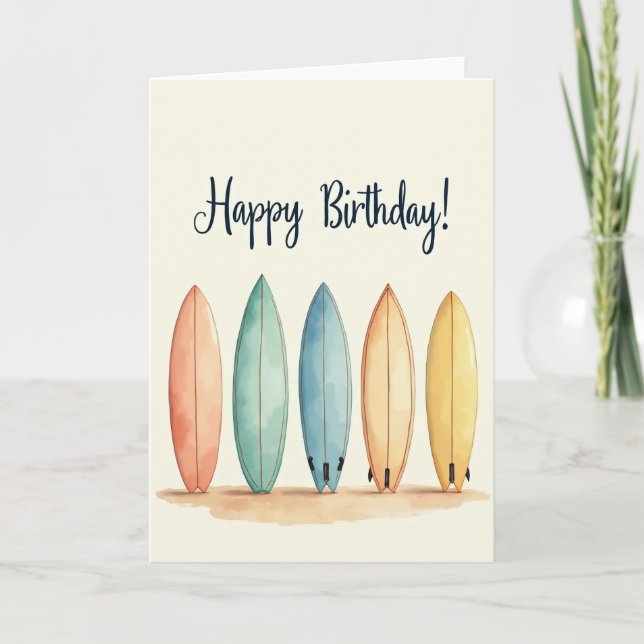 Carte d'anniversaire Planche de Surf Pastel (Devant)