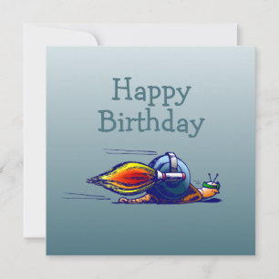 Carte d'anniversaire plate Rocail Snail