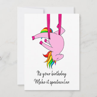 Carte d'anniversaire plate Unicorn soie aérienne