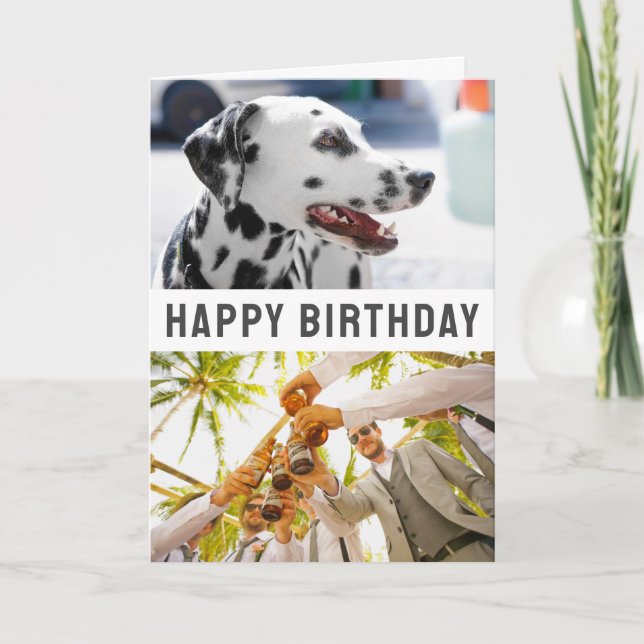 Carte d'anniversaire pliée 2 photos et texte (Devant)