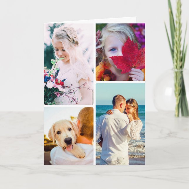Carte d'anniversaire pliée 4 photos (Devant)