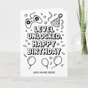 carte d'anniversaire pliée à colorier soi-même