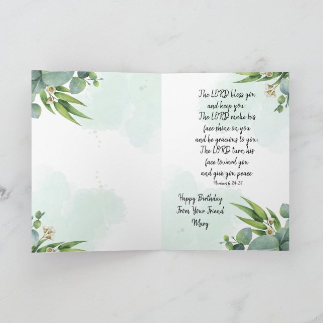 Carte d'anniversaire pliée à thème chrétien (Intérieur)