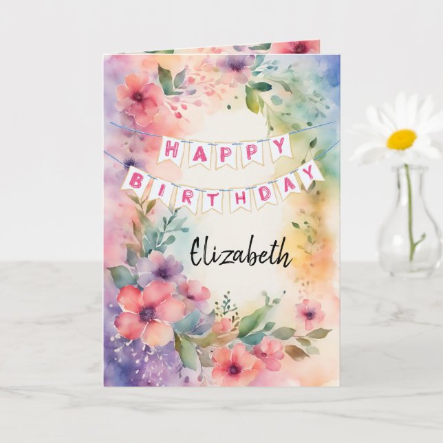 Carte d'anniversaire pliée à thème chrétien (Petite plante)