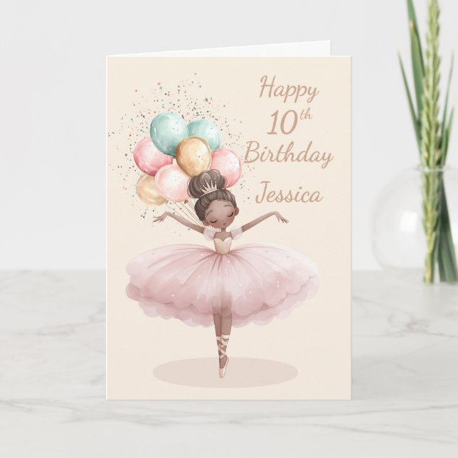 Carte d'anniversaire pliée Ballerine 10 ans (Devant)