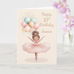 Carte d'anniversaire pliée Ballerine 10 ans ~