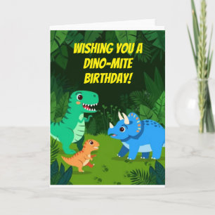 Carte d'anniversaire pliée Dinosaure Jungle