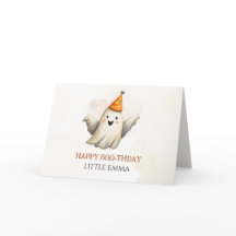 Carte d'anniversaire pliée Fantôme Mignon Étrange