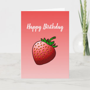 Carte d'anniversaire pliée fraise rouge