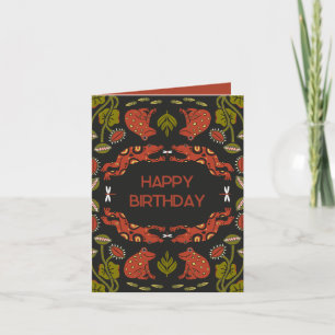 Carte d'anniversaire pliée Rainforest - Grenouille