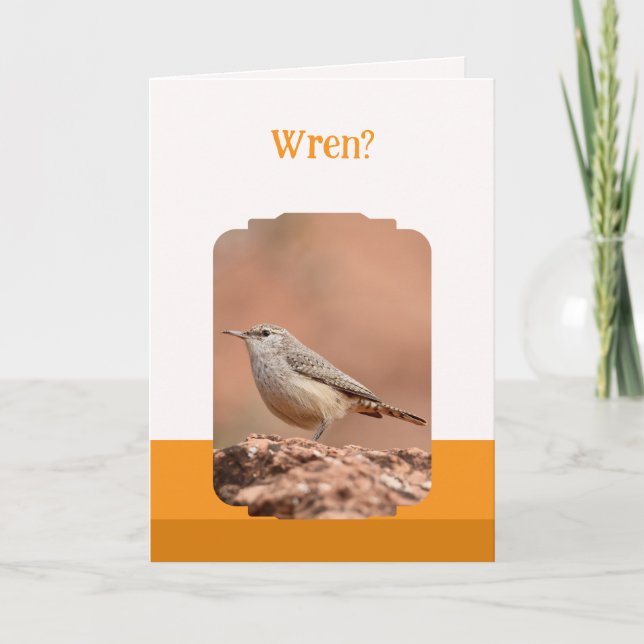Carte d'anniversaire pliée Rock Wren (Devant)
