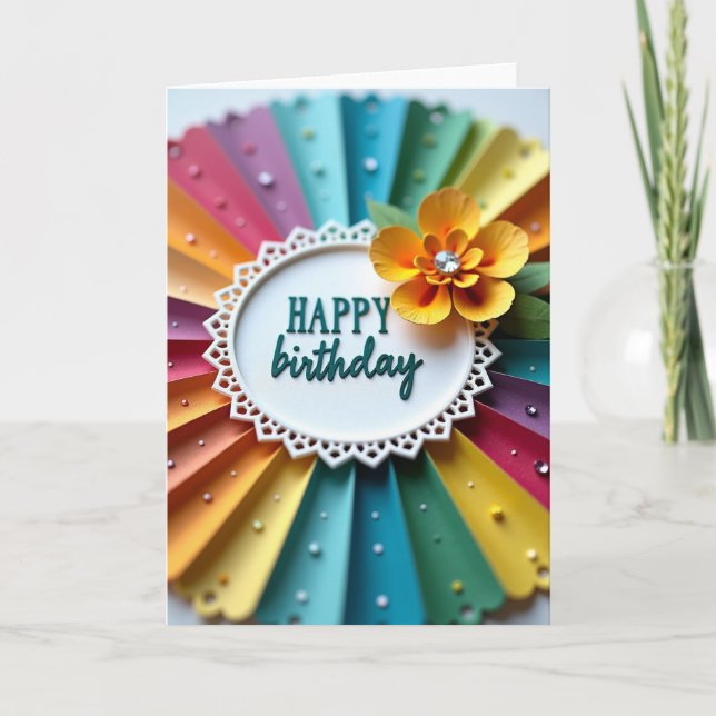 Carte d'anniversaire plissée joyeuse (Devant)