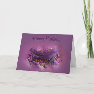Carte d'anniversaire - Plumes violettes Fairys