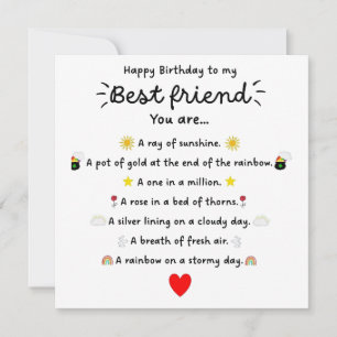 Carte d'anniversaire Poem Bestie