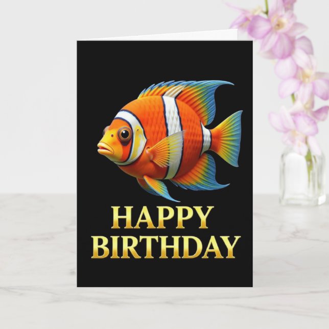 CARTE D'ANNIVERSAIRE POISSON CLOWN GROS PLAN DISTI (Orchidée)