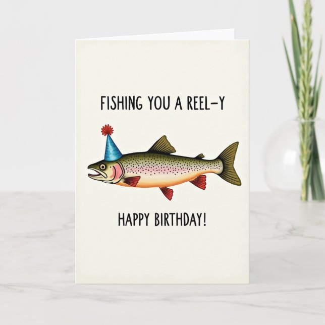 Carte d'anniversaire Poisson Olive (Devant)