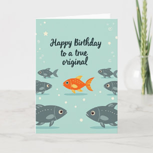 Carte d'anniversaire Poisson Orange