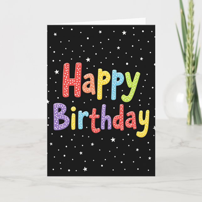 Carte d'anniversaire Polka cosmique (Devant)