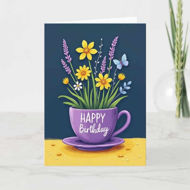 Carte d'anniversaire Pot de Souci (Devant)