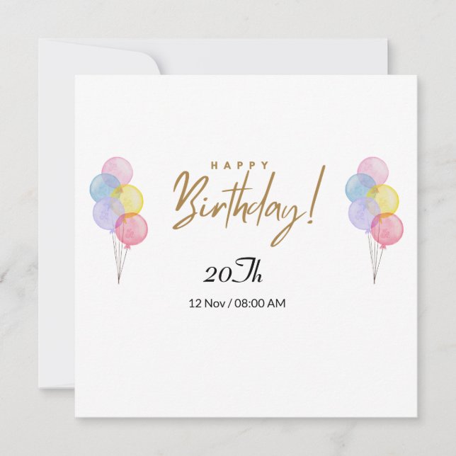 Carte d'anniversaire pour 20 ans (Devant)