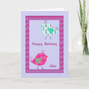 Carte d'anniversaire pour Aleki avec des oiseaux d