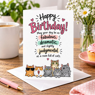 Carte d'anniversaire pour amateur de chats drôles